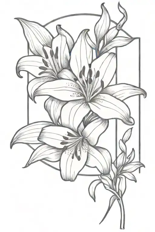 Tiger Lily Intertwined With A Red Tiger Lily Upside Down