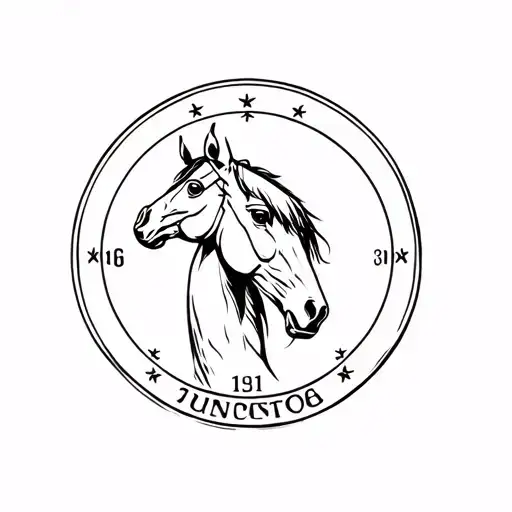 Head Of A Horse Inside A Coin Minimalist