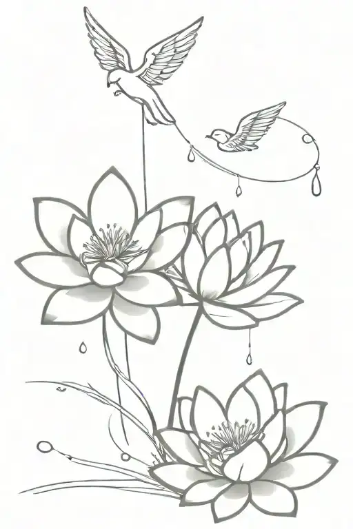 Waterlily And Rain And Angel Wings