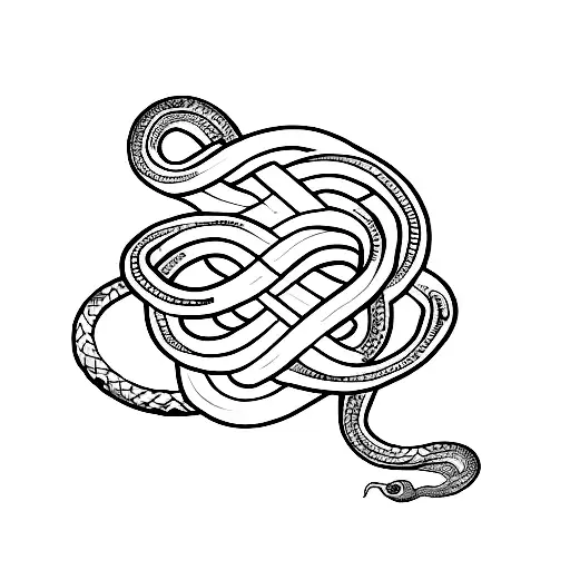 A Minimalist Tattoo Of A Computer Coding Symbol Intertwined With A Snake