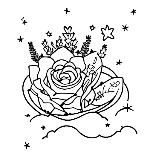 Lavender With Clouds And Sparkles In The Background