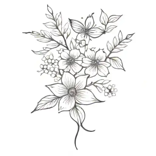 Boho Larkspur Holly Violet Daisy Bird Butterfly