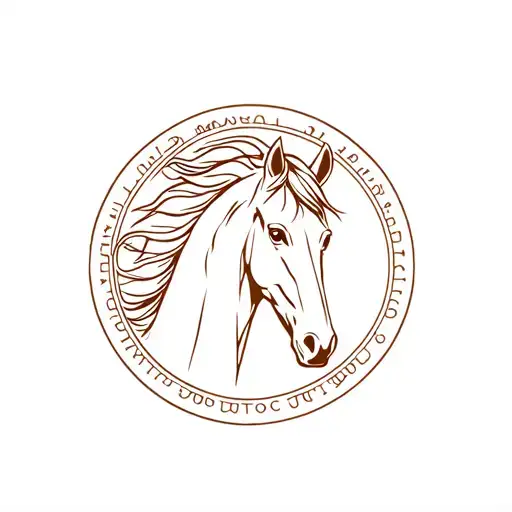 Head Of A Horse Inside A Coin Minimalist