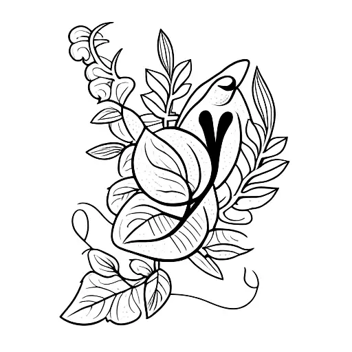 Bluebird On Vine Of Sage Leaves With Horseshoe In Background