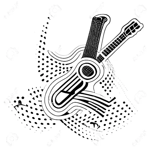 A Minimalist Tattoo Of A Guitar Fretboard With Notes Cascading Down It