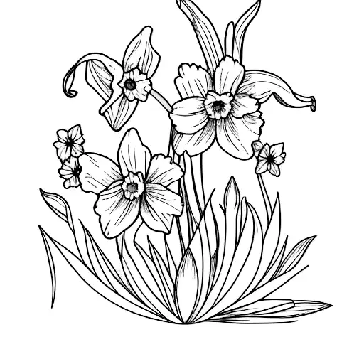 Larkspur And Daffodil Fine Line Bouquet