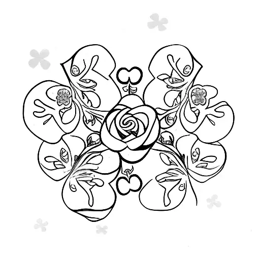 Four Leaf Clover With Roses And Snowflake