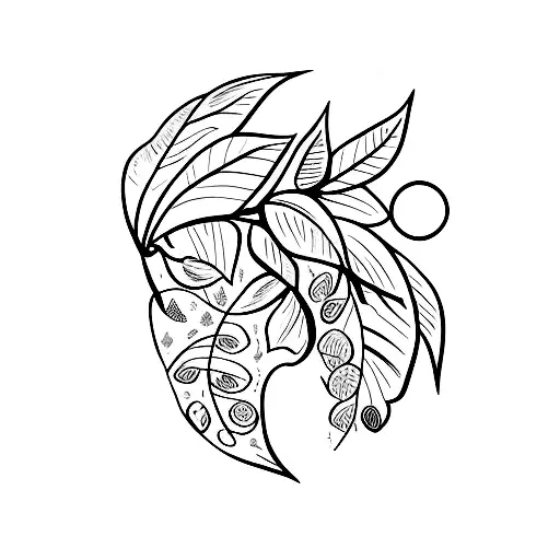 Moon With Leaves For Collar Bone