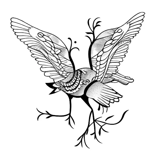 Fine Line Flying Crow