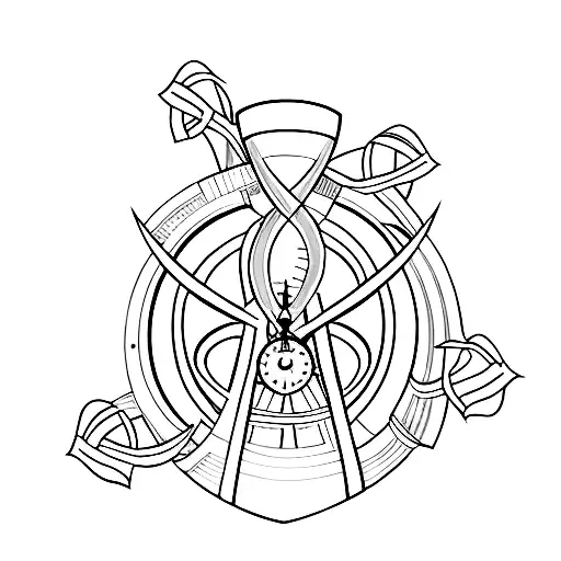 Hourglass With Cancer Ribbon Wrapped Around The Middle