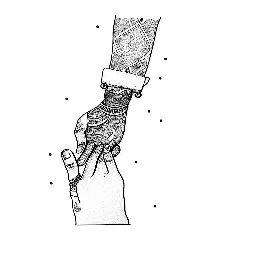 A Couple Holding Hands With Henna Tattoos On Their Hands