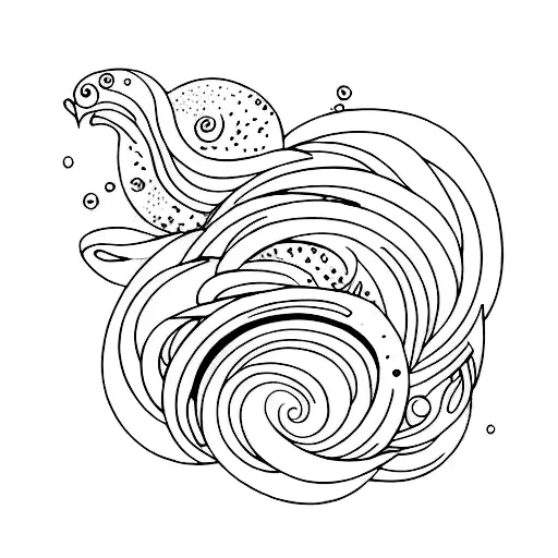 An Abstract Tattoo Of A Watercolor Ocean Landscape