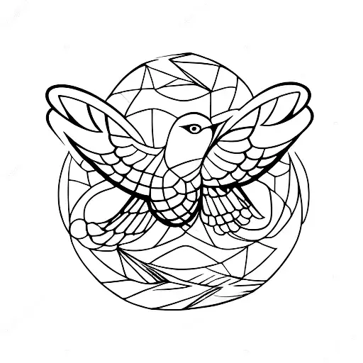 Bird Flying Through A Geometric Figure