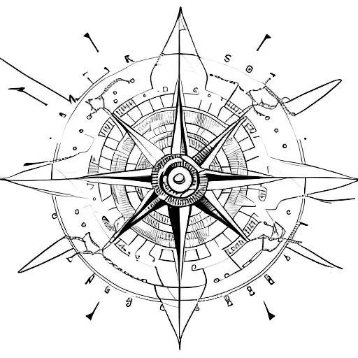 Entrepreneurial Mindset Represented By A Minimalist Compass And Gear