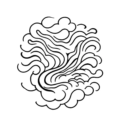 A Minimalist Tattoo Of A Wave Crashing On The Beach