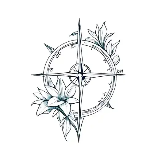 Taurus Zodiac Sign With Compass And Lily Flowers