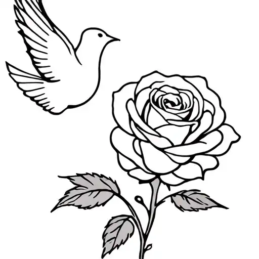 A Rose With A Dove That Flies Away