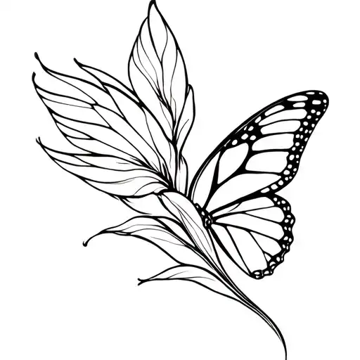 Monarch Butterfly Wing And Other Wing Lily Intertwined