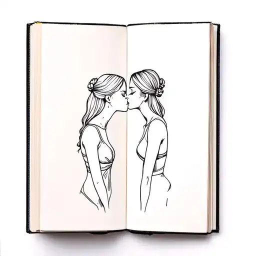 An Open Book And From It Comes The Outline Of Two Women Kissing