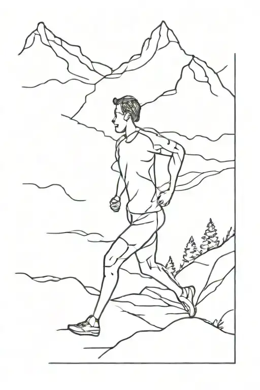Silhouette Of A Runner And A Mountain