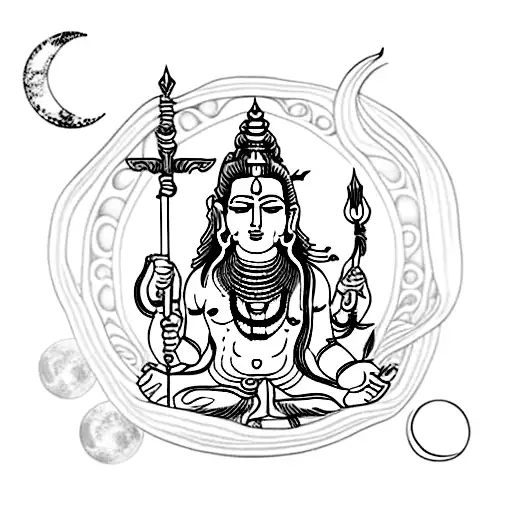 Shiva With Moon Stars