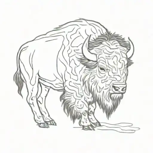 Single Line Bison Side Profile