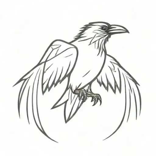 Full Raven With Open Wings And Slightly Torn Wings