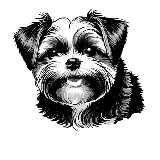 Minimalistic Design Featuring The Outline Of A Dog Of The Rase Shih Tzu