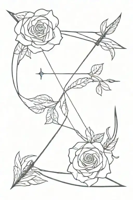 A Rose And Sagittarius Bow And Arrow