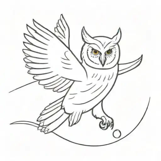 A Friendly White Owl Flying Towards Bright Shining