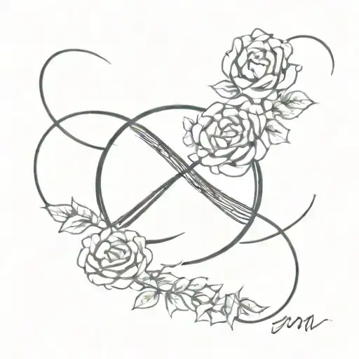 Infinity With A Rose With Fused Letters U And M