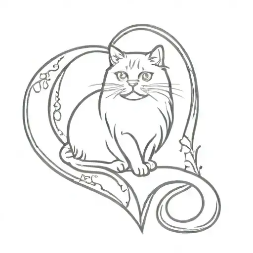Heart With A Persian Cat Streching