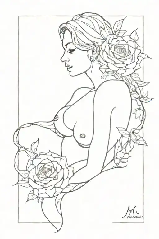 Asthetic Line Art Tattoo Featuring Mom