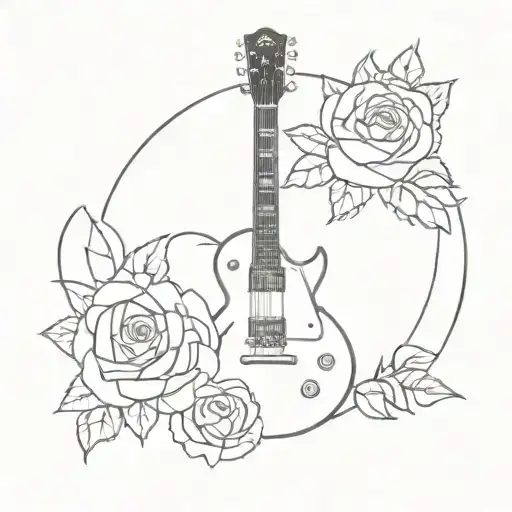 Gibson Les Paul Guitar Surrounded With Roses