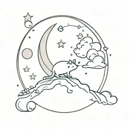 Moon From Cheese And A Little Mouse