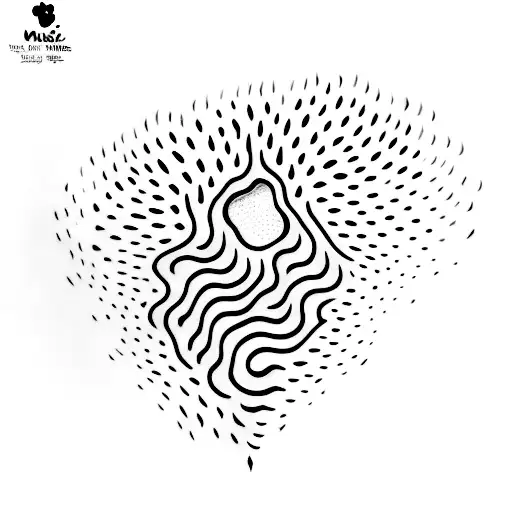 A Minimalist Tattoo Of A Dog Paw Print Formed By Musical Notes