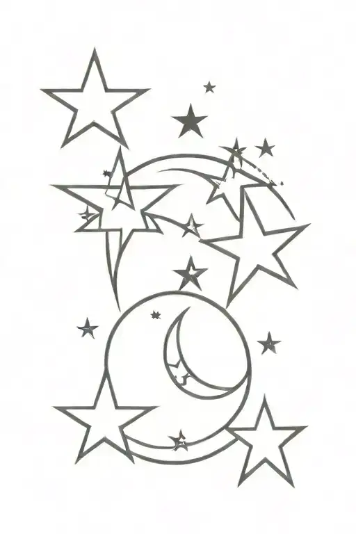 Family Of Four Stars Moon