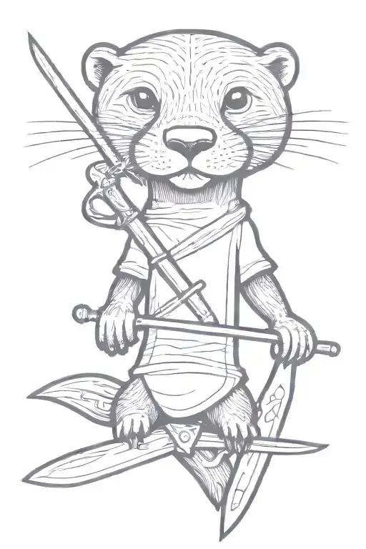 Otter Holding Knife Floating