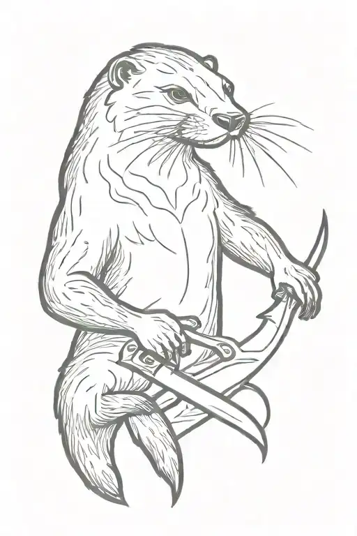 Otter Holding Knife Floating Gracefully