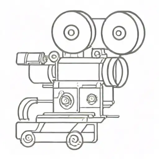A Minimalist Tattoo Of A Film Projector Projecting A Funny And Absurd Image