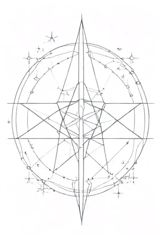 Orthern Star Astronomical Imagery Tattoo Design Featuring