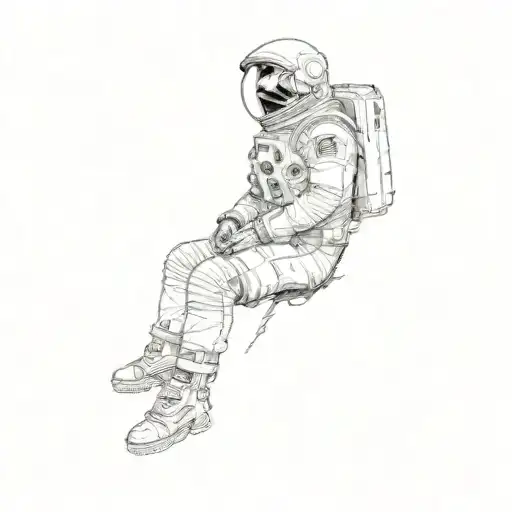An Astronaut Sitting On A Cliff Looking