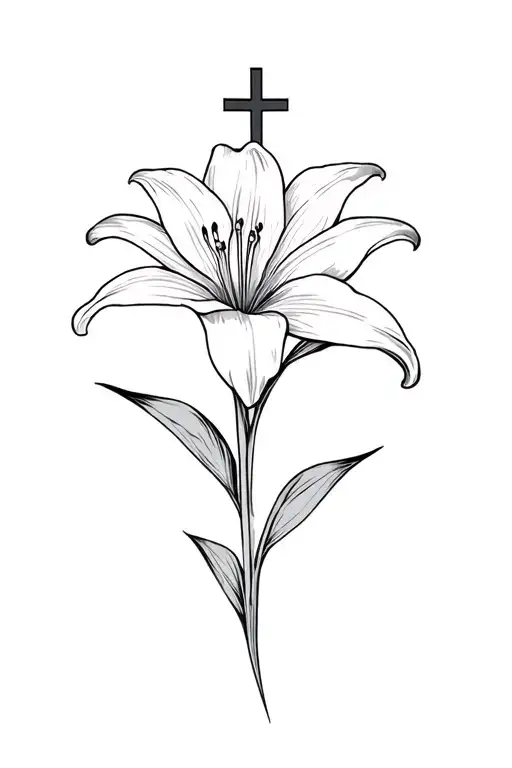Cross With A Lily Flower
