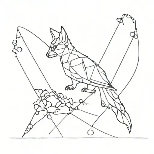 Black Line Tattoo Design Combining