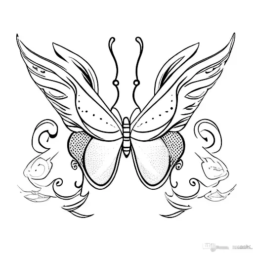 Playful Cat With Wings Catching A Butterfly