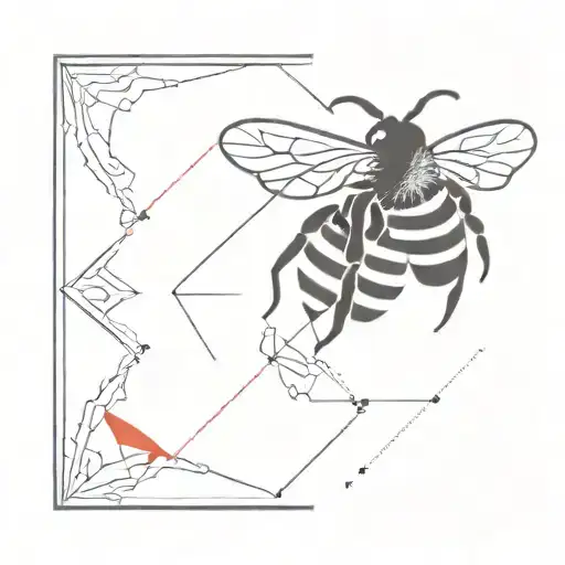 A Bee With A Rhombus Using Only Black And Red