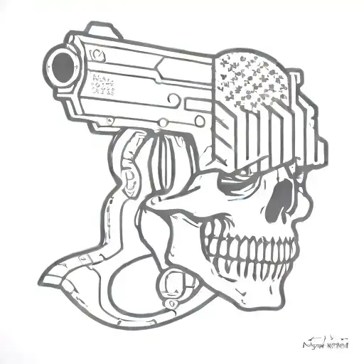 American Flag Gun Morphing Skull