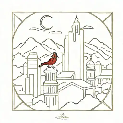 City Of Delphi And Flaming Cardinal Head