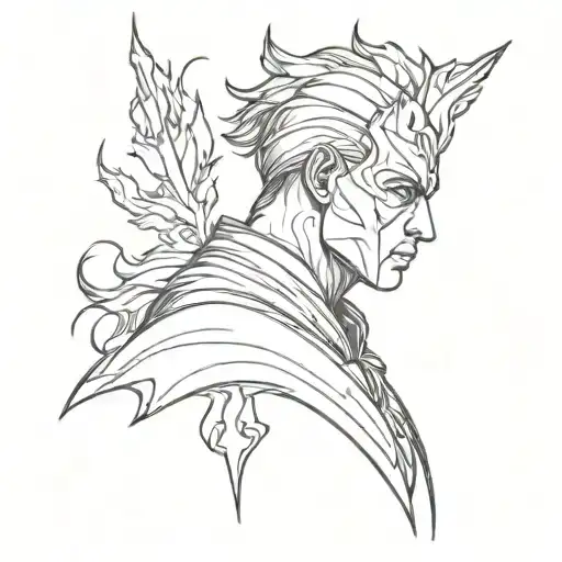 A Mystical Warrior Merging With The Energy Of A Flaming Cardinal Head Profile