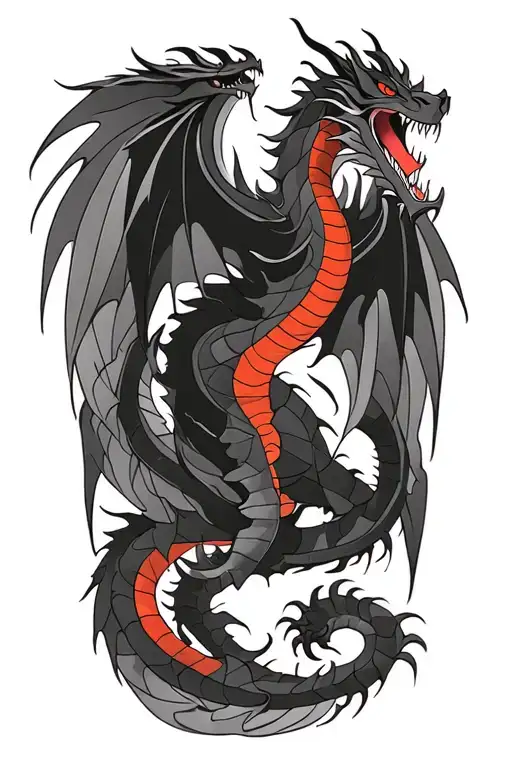 Black Dragon Full Body Shaped Like